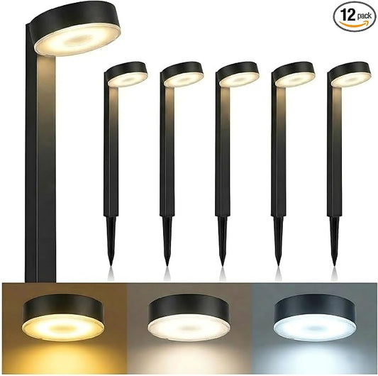 Upgraded Solar Pathway Lights Outdoor Waterproof - 12 Pack 3 Color Temperature Solar Garden Lights (Warm /Neutral/Cool White), Enhanced Brightness LED Landscape Lighting for Yard, Lawn, Walkway.