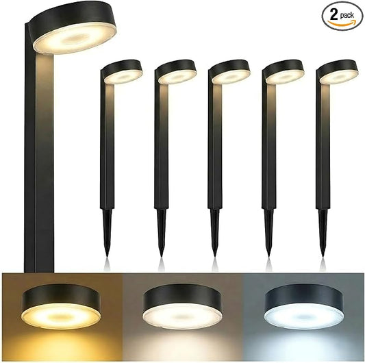 Upgraded Solar Pathway Lights Outdoor Waterproof 2 Pack 3 Color Temperature Solar Garden Lights (Warm /Neutral /Cool White), Enhanced Brightness LED Landscape Lighting for Yard, Lawn, Walkway.