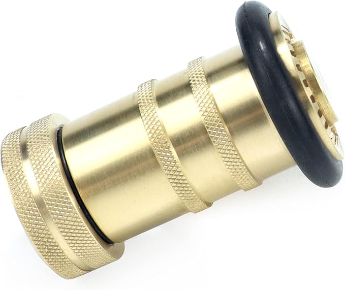QWORK 1" NST/NH Brass Fire Hose Spray Nozzle, Heavy Duty Fire Equipment, Industrial Jet Fog Nozzle 36 gpm 100 psi