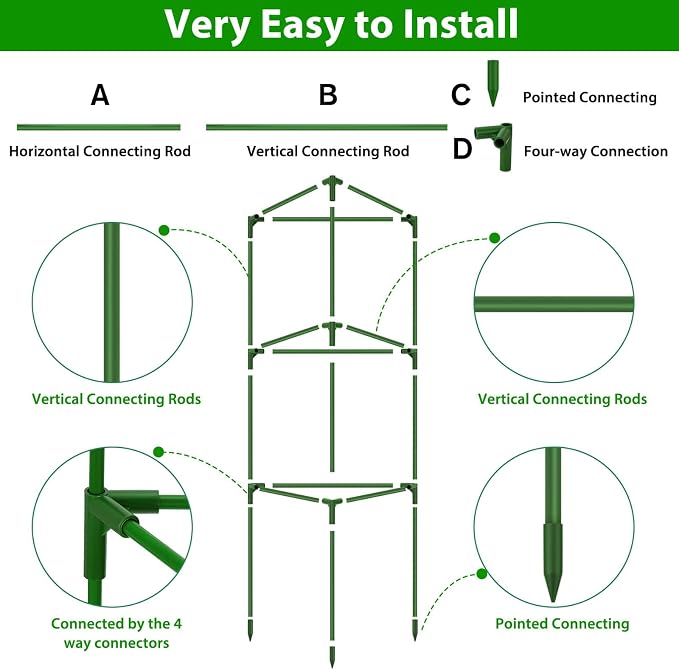 Tomato Cages for Garden with Grow Bags, 2 Pack Tomato Cage Trellis, Garden Cage Heavy Duty Tomato Stake Support, Plant Cage for Pots Plants Vegetable