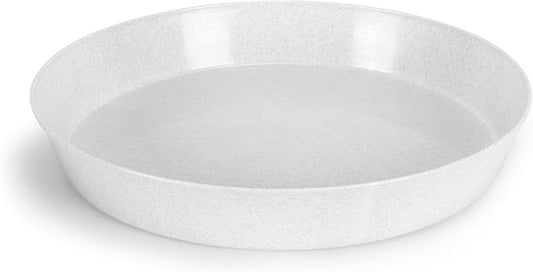 10 Inch (8.3in Base) Single Plant Saucer - White Granite Colored Polypropylene Made in USA