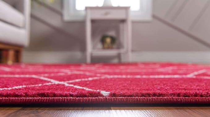 Unique Loom Trellis Frieze Collection Area Rug - Geometric (4' 1" x 6' 1", Red/ Ivory)
