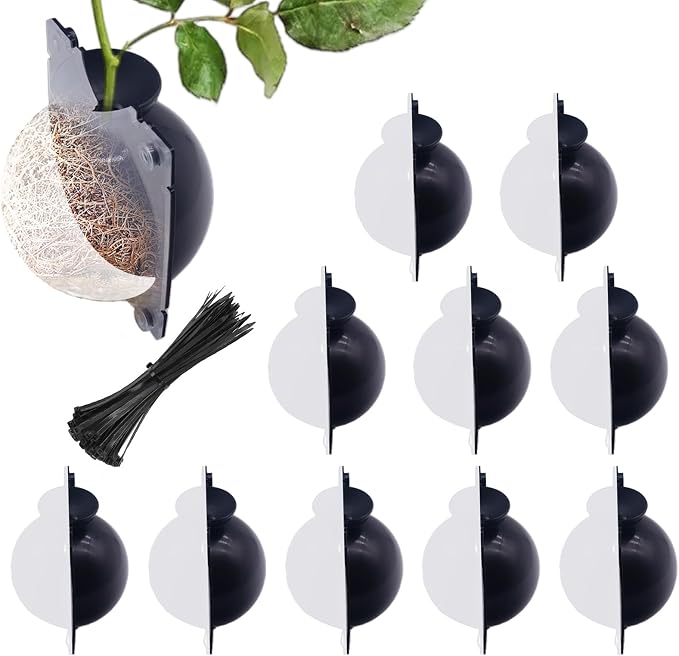 10 PCS Air Layering Propagation Kit -Thicker Version with Reusable Half Transparent Plant Rooting Propagation Ball & Plastic Twist Ties - Plant Grafting Rooting Grow Ball(Size: Large)
