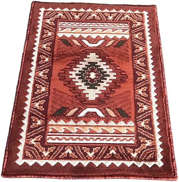 YHSF South West Native American Area Tribal Rug - Rust, 2' x 3' 4" | Easy-Clean, Soft & Durable Tribal Rug for Living Room, Bedroom, Kitchen & More - Stain-Proof Runner for Home Decor