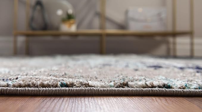 Unique Loom Trellis Frieze Collection Area Rug - Geometric (3' x 5' Oval, Blue Multi/ Ivory)