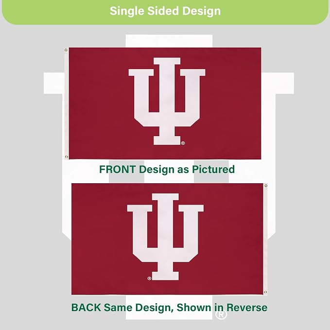 NCAA Indiana University Flag with Grommets, 3'x5' IU The Hoosiers Outdoor College Flags & Banners for Garden Patio, Indoor Decor for Home Apartment Dorm Rooms