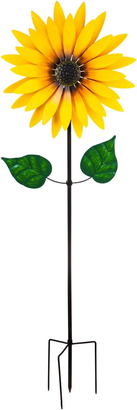 Evergreen Garden 75" H Sunflower Statement Wind Spinner Garden Décor and Accessories for Home and Yard
