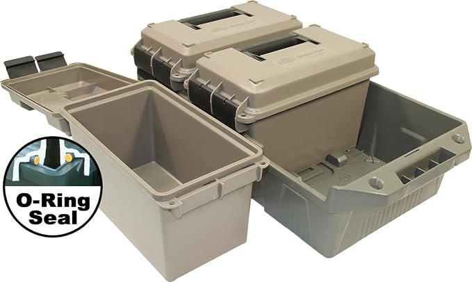 MTM AC3C 3-Can Ammo Crate, 50 Caliber, Convenient size, Store all types of boxed or bulk ammo, Stackable, easy carry and transport of multi-caliber ammo, Rugged tactical carrying crate