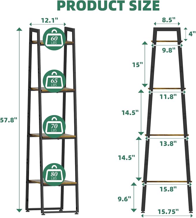 Simple Trending 4-Tier Tall Metal Plant Stand with Grow Light, Heavy Duty Ladder Shelf for Indoor Plants, Flower Planter Display Holder for Bedroom Balcony Patio Decor, Black