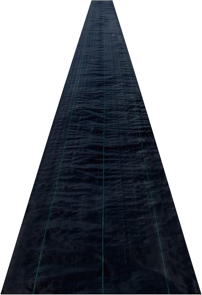 Happybuy 6FTx300FT Premium Weed Barrier Landscape Fabric Heavy Duty 3OZ, Woven Weed Control Fabric, Good Permeability for Weed Block Gardening Mat, Driveway Fabric, Landscaping Fabric, Ground Cover