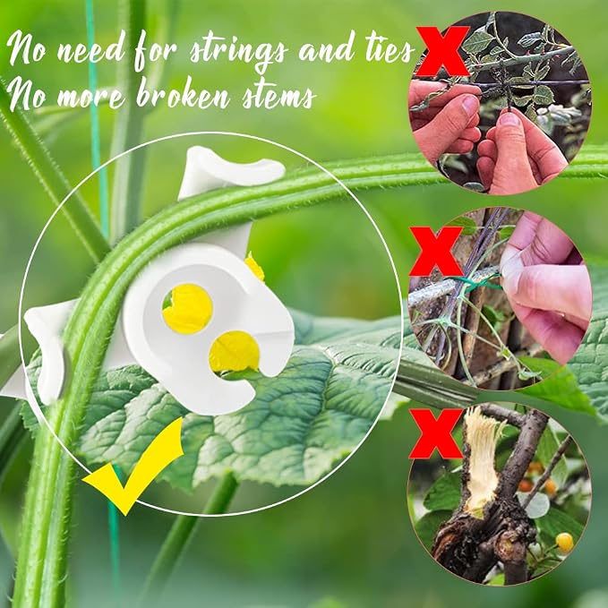 LucyPhy 60 Pack Plant Bender Angle Adjustable Plant Training Clips Low Stress Training Clips 90 Degrees Plant Stem(Circle Style,White)