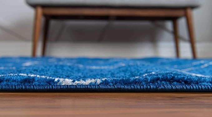 Unique Loom Trellis Frieze Collection Area Rug - Geometric (5' x 8' Oval, Navy Blue/ Ivory)