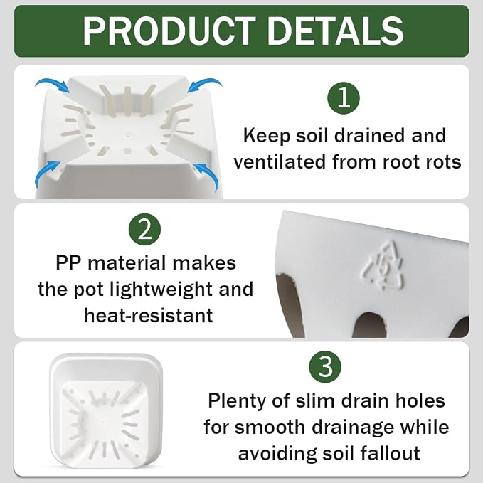 80 Pcs Nursery Pots 4 Inch, Plastic Seed Starting Pot with Drainage Holes, Small Sturdy Seedling pots for Planting, Succulents, Transplanting, Cuttings (White)