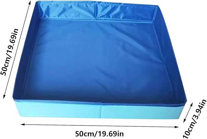 PVC Folding Pet Swimming Pool, 50×50cm Foldable Square Summer Cool Cat and Dog Swimming Pools, Non-Inflatable Dog Paddling Pool, for Puppy Cats Other Animals