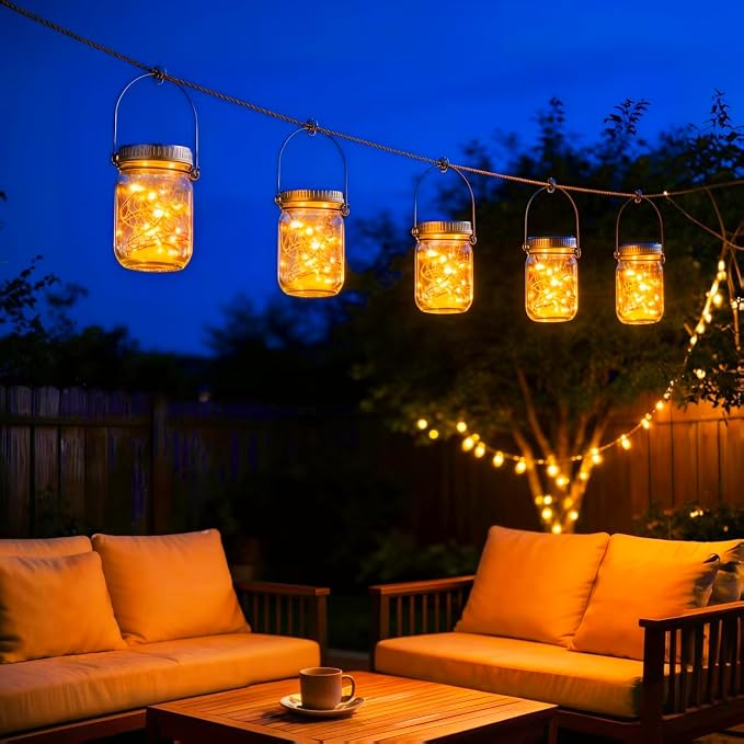 Cooo 12 Pack Gifts for Him Her Solar Lanterns Outdoor Waterproof Upgraded Crystal Glass Solar Mason Jar Lights 30 LED 215% Larger SolarPanel（Just a Little More,Get Double The Delight-Warm White）