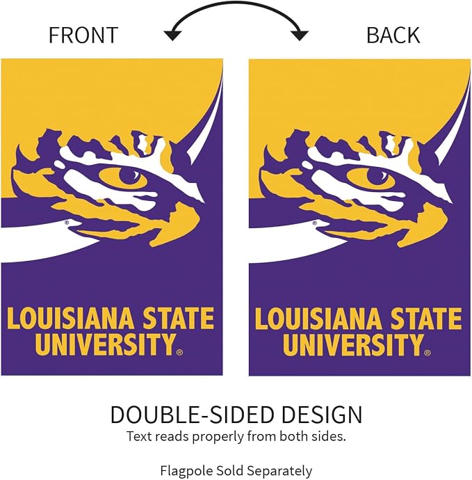 Team Sports America NCAA Louisiana State University House Flag, 28 x 44, Double Sided Garden Flags for Outside, Outdoor College Flags & Banners for Garden Patio, Indoor Wall Decor Flag for Room