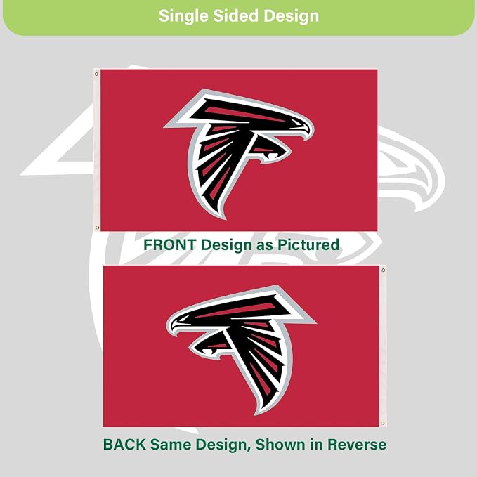 NFL Atlanta Falcons 3 x 5 Outdoor Durable House Flag with Grommets | Sport Team Flag & Banner | Indoor Wall Decoration for Room