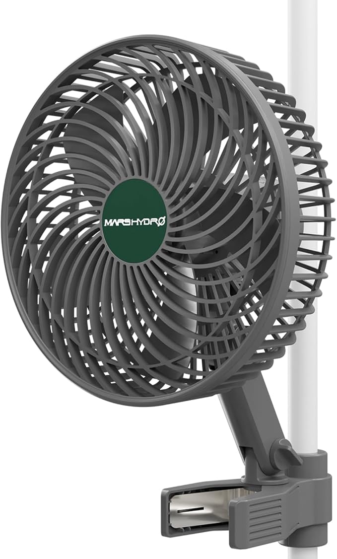 MARS HYDRO 6'' Oscillating Clip-On Grow Tent Fan, 10 Wind Speeds, EC Motor | Weatherproof Plant Fan, Air Circulation Cooling for Hydroponics & Greenhouse, Supports App Control via IControl Controller