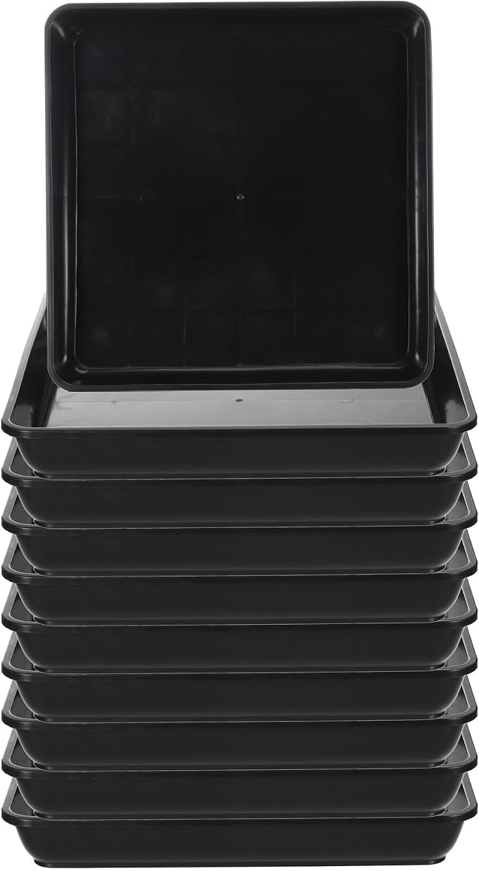 PATIKIL Plant Saucer Tray, 10 Pack 11 Inch Plastic Square Plant Saucer Flower Planter Drip Tray for Indoors Outdoors Patio Balcony, Black