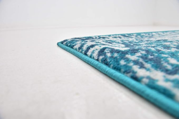 Unique Loom Sofia Collection Area Rug - Grace (6' 1" Square, Turquoise/ Ivory)