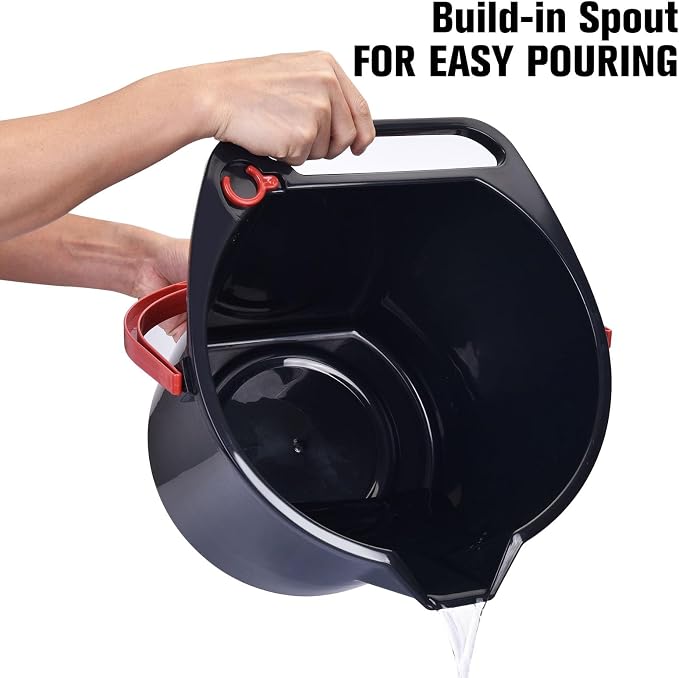 Matthew Cleaning 4.2 Gallon Mop Bucket, Heavy Duty Plastic Cleaning Bucket with Built-in Pour Spout, Mop Holder and Comfort Grip Handle, House and Commercial Cleaning Supplies, 3 Pack Mixed Color
