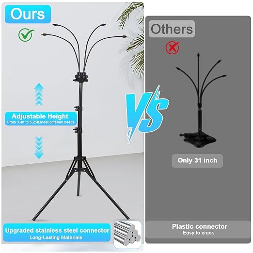 GMAULEE Outdoor Misting Stand, Adjustable 5.25 FT Mister System with 26.5FT Hose, Heavy Duty Portable Mist Cooling System for Patio, Deck, Poolside, Backyard BBQ, Party, and Kids Water Play (5.25FT)