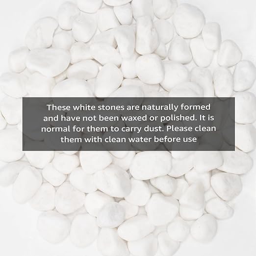 White Natural River Rocks, 1-1.5 Inch Decorative Stones for Plants, Garden, and Landscaping – 10LB, Ideal for Fish Tanks, Vases, Crafting, Home Decor, and Outdoor Landscaping