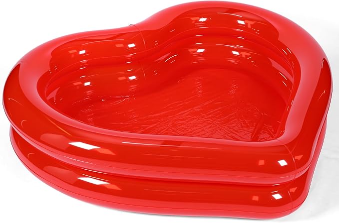 Skylety 70.9" x 65" x 15.8" Giant Heart Inflatable Swimming Pool, Year-Round Fun for Ball Pits, Fits 2-3 Adults with Patches, Swimming Pools, a Summer Pool Party and The Beach Date Night(Red)