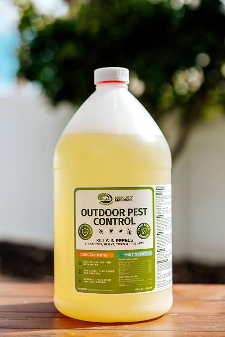 Mosquito Magician Liquid Concentrate – Kills Mosquitoes, Fleas & Fire Ants, Repels and Prevents Ticks – Essential Oil Yard Treatment Spray – Use with Sprayers, Foggers & Misting Systems – 1 Gal, Mint