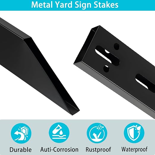 8 Ft Sign Post for Outside, Heavy Duty Yard Signs Stakes, 96 inch Metal Lawn Pole with Holes for Events, Parking, Garage, Bar, Easy Assembly,Rust-Resistant Durable DIY 2Pcs Black