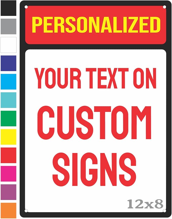 Custom Metal Sign for Outdoor and Indoor made from weatherproof non rusting aluminum. Full Color, UV Ink lasts years. Customized No Trespassing Signs, Personalized Delivery Signs for home or office. 12" x 8" - by ATX CUSTOM SIGNS