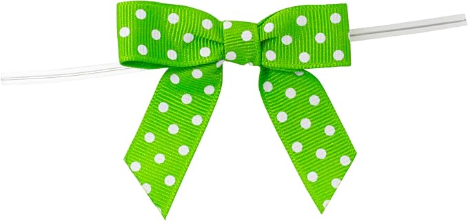 Reliant Ribbon Grosgrain Dot Twist Tie Bows - Small Bows, 5/8 Inch X 100 Pieces, Shocking Pink