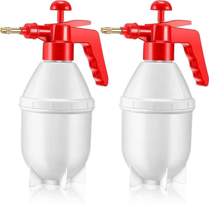 Ziliny 2 Pcs50 oz Handheld Pump Spray Bottle Garden Mister Spray Bottles Lawn Pressure Hand Pump Sprayer with Adjustable Nozzle for Chemicals Watering Weeds Plants and Cleaning (Red)