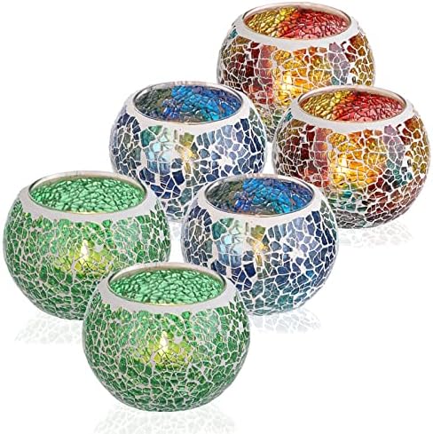 OwnMy 6PCS Mosaic Glass Tea Light Holders Round Bowl Votive Candle Holders by OwnMy