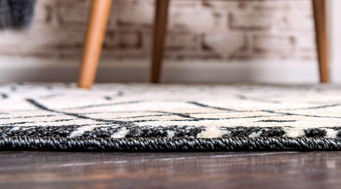 Unique Loom Fez Collection Tribal, Moroccan, Bohemian Area Rug (6' 0 x 6' 0 Round, Beige/ Black)