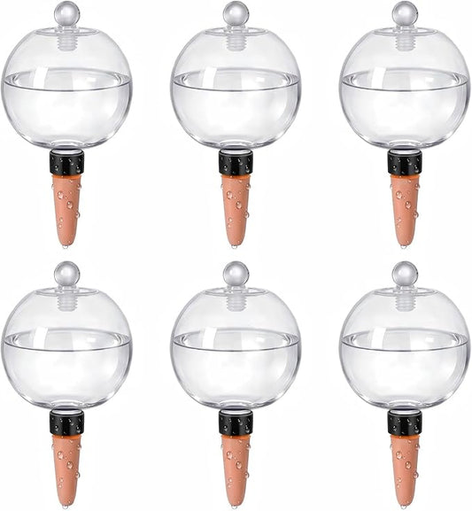EX-Large Plant Watering Globes with Cover 26oz Top Fill Plastic Water Bulbs Self Watering Planter Inser, Slow Release Terracott, Plant Watering Devices for Plants, 6 Pack