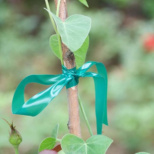 Easytle Garden Tie Tape 0.45" 290 Ft, Stretch Tie Tape Roll, Sturdy Plant Ribbon Garden Green PVC Plastic Stake Gardening Tools for Indoor Outdoor Patio Plant Use