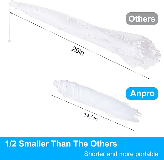 Anpro Food Covers for Outdoors (2 Extra Large with Polyester), Pop-Up Mesh Food Tents, Collapsible Reusable Bug-Proof Nets for Picnics, BBQs & Camping, Stainless Steel Frame