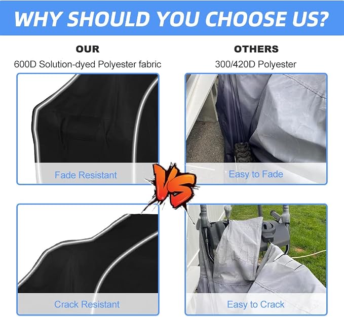 Heavy-Duty 600D Fade and Crack Resistant Snow Blower Covers, Waterproof, Snow Proof,UV-proof Snowblower Cover Universal Fit，Snow Thrower Cover with Reflective Strips (50" L x 33" W x 40" H)