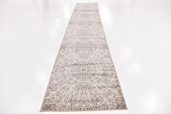 Unique Loom Sofia Collection Area Rug - Grace (3' 3" x 19' 8" Runner, Brown/ Ivory)