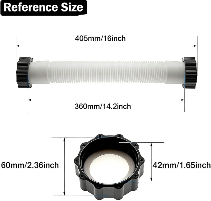 Intex 16-Inch Pool Pump Hose, 1.5-Inch Diameter, Polyethylene Material, Compatible with Intex Filter Pump and Saltwater System, Suitable for 26371CA, 28647EG, 26371EH, 11535 (2 PCS)