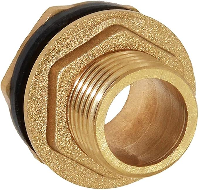 Joywayus 2PCS 3/4" Male Thread Brass Water Tank Connector Bulkhead Tank Fitting with Rubber Ring Stablizing
