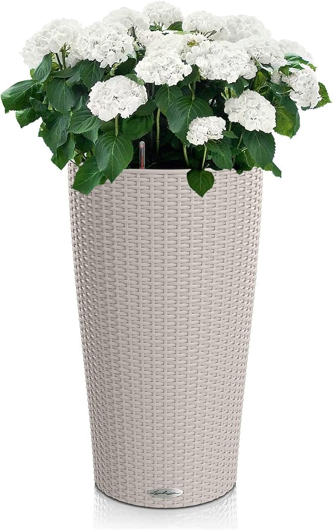 CILINDRO Cottage 23 Sand Brown, Self-Watering Tall Planter, D9.1 H16.1 in