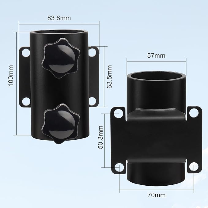 MOOKEERF Umbrella Deck Mount - 2 PCS Heavy Duty Patio Umbrella Holder (Fits Umbrellas up to 2") Umbrella Clamp Mount Bracket for Deck Railing,Docks,Balcony,Outdoor Courtyard,Fences