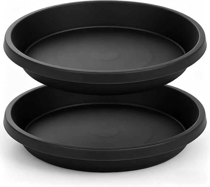 NIMYAU 2 Pack Plant Saucer 14 Inch, Durable Plant Trays for Pots, Plant Drip Trays, Plant Water Catcher Tray for Plants, Plastic Plant Saucers for Indoors no Holes