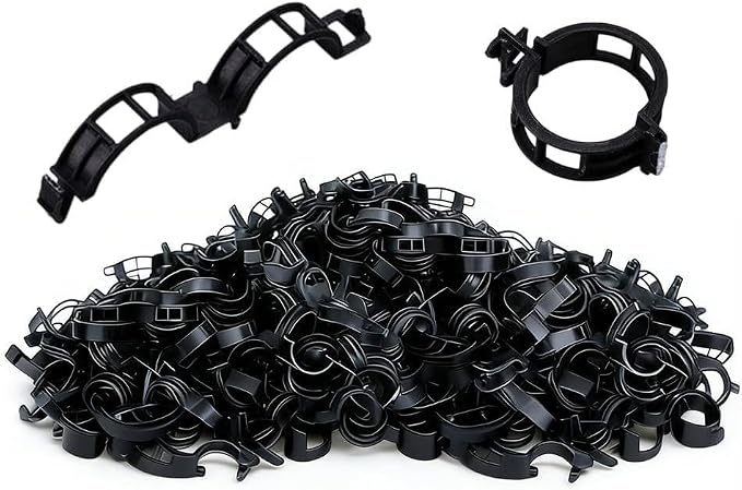 Plant Support Clips, 2026 Upgraded Tomato Plant Clips for Climbing Plants, Reusable Plastic Garden Clip for Grape Cucumber Stems Outdoor Vine Fixing Clip Gardening Supplies (200, Black)