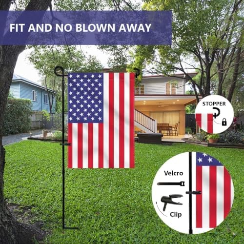 2PC Garden Flag Holder Stand, Weather-Proof Yard Flag Pole Black Metal Powder-Coated Flagpole with Tiger Clip and Rubber Stopper for Garden Flags Outdoor Decorations - Image 4