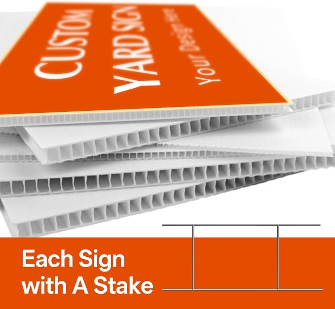 Custom Yard Sign with Stakes, Personalized Decorative Signs for Outside, Customized Full Color Lawn Sign, Double Sided Print Signs Outdoor, 2 Pack 18”x24”