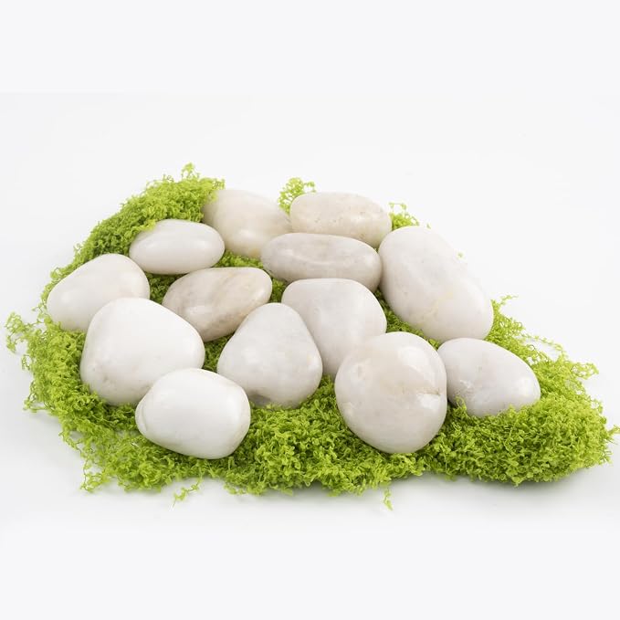 20lbs River Rocks - 1-2Inch Decorative Rocks for Potted Plants, River Rocks for Aquariums, and White Rocks for Landscaping (Weight : 20 LB, White)