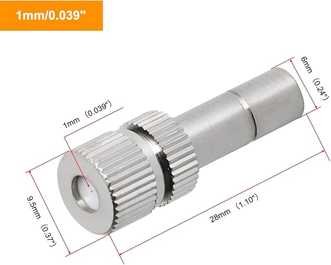 20pcs Brass Mister Nozzles, 6mm Misting Nozzles for Outdoor Cooling System, Landscaping, Air Humidification, Greenhouse Irrigation (without Filter, 0.039"/1mm Orifice)